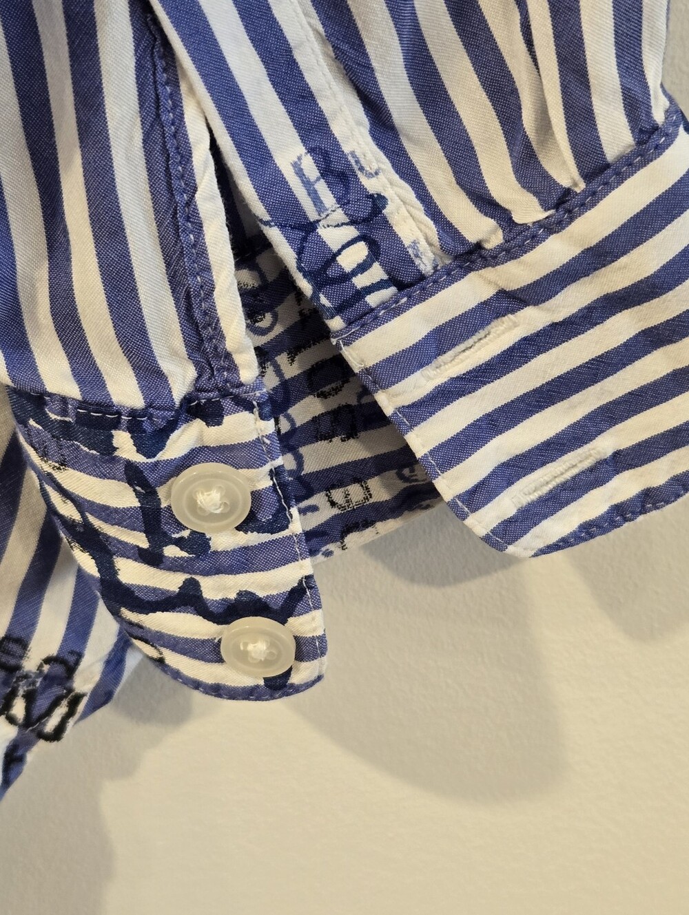 Chicos blue striped button front Top Shirt Blouse Sz M Petite Preppy Nautical - Picture 5 of 8